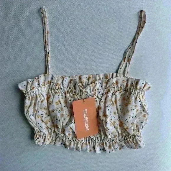 NWT That’sSoFetch Selina Crop - Yellow Floral Size US 4 - Picture 2 of 5